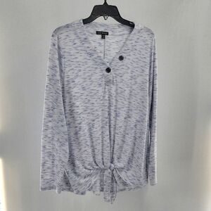 Lane Bryant Blue and White Long Sleeve Knit Top